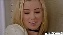 Blonde babysitter prepares for anal sex